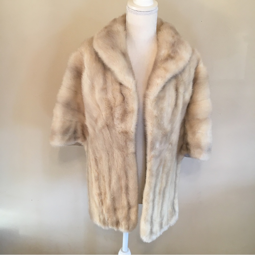 Vintage Blonde Mink Stole Wrap Lined Pockets O/S